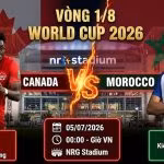 Nhận định trực tiếp bóng đá trận Canada vs Morocco vòng 1/8 World Cup 2026 chi tiết trên kênh Gavang TV.